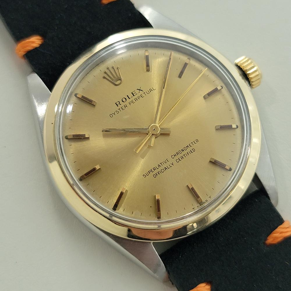 Rolex Oyster Perpetual Ref 1002 34mm Mens 14k SS Automatic 1960s Vintage RA570B Excellent état - En vente à Beverly Hills, CA