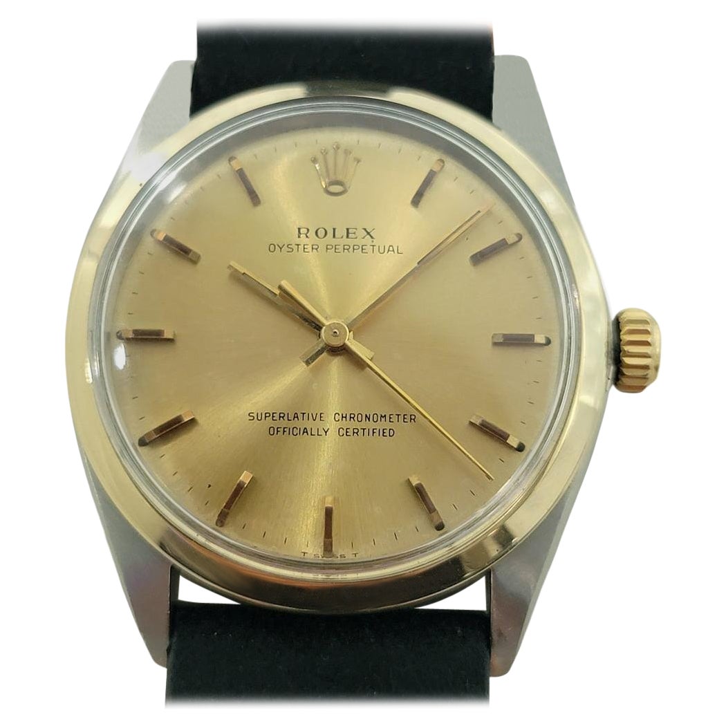 Rolex Oyster Perpetual Ref 1002 34mm Mens 14k SS Automatic 1960s Vintage By RA570B