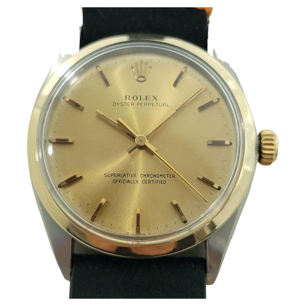 Rolex Oyster Perpetual Ref 1002 34mm Mens 14k SS Automatic 1960s Vintage RA570B
