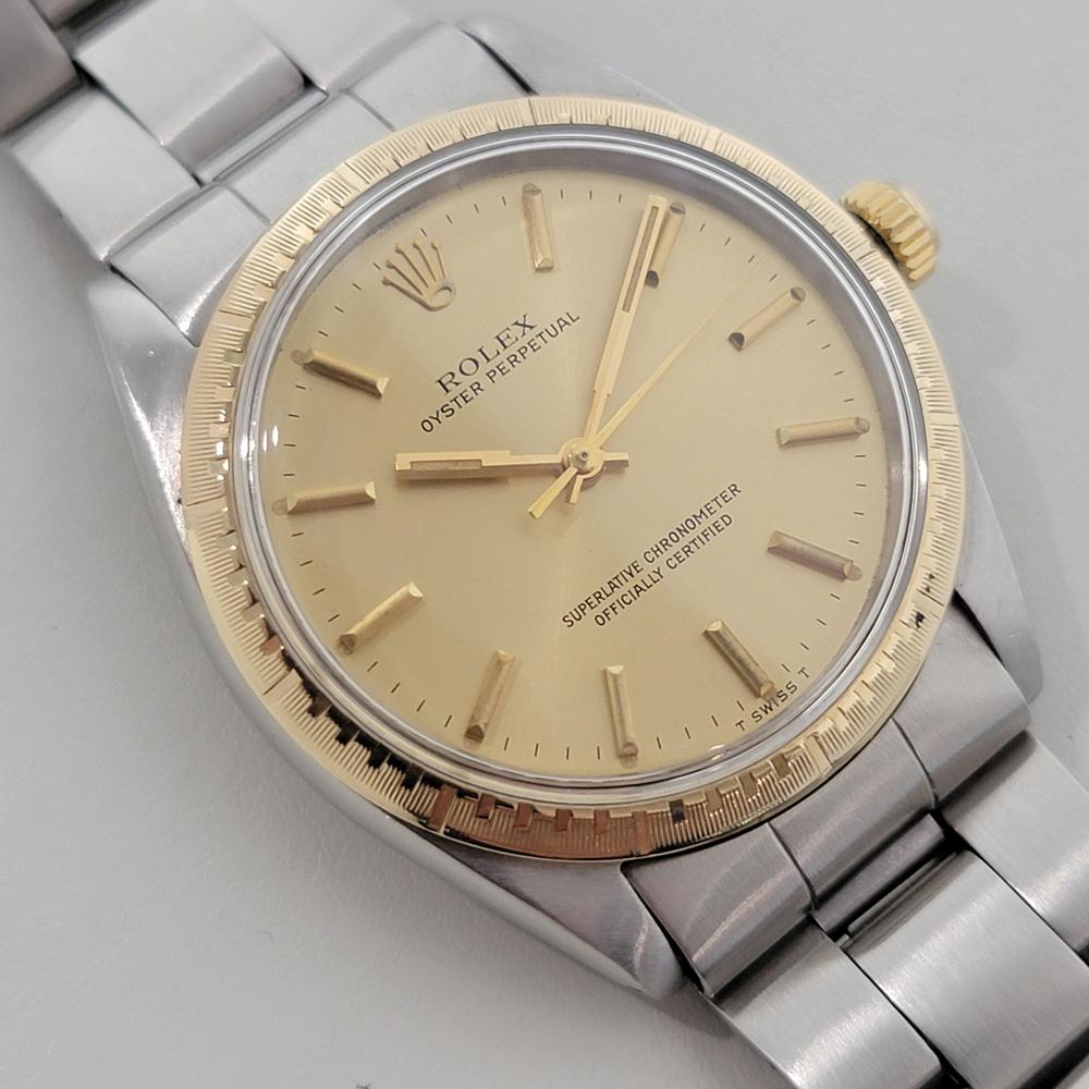 Rolex Oyster Perpetual Ref 1038 35mm 14k SS Mens Automatic 1960s Vintage By RA567 im Zustand „Hervorragend“ im Angebot in Beverly Hills, CA