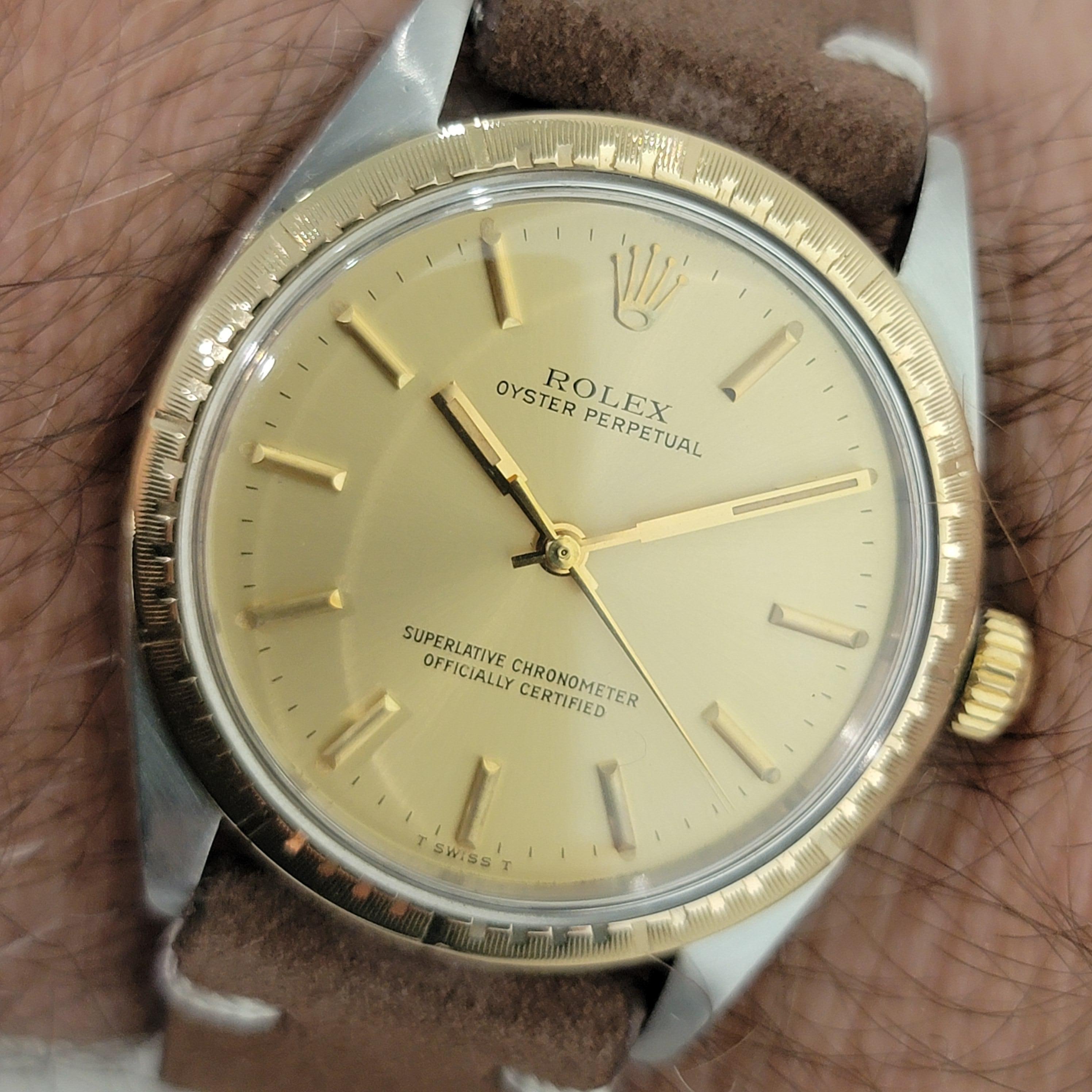 Rolex Oyster Perpetual Ref 1038 35mm 14k SS Mens Automatic 1960s Vintage RA567B en vente 9