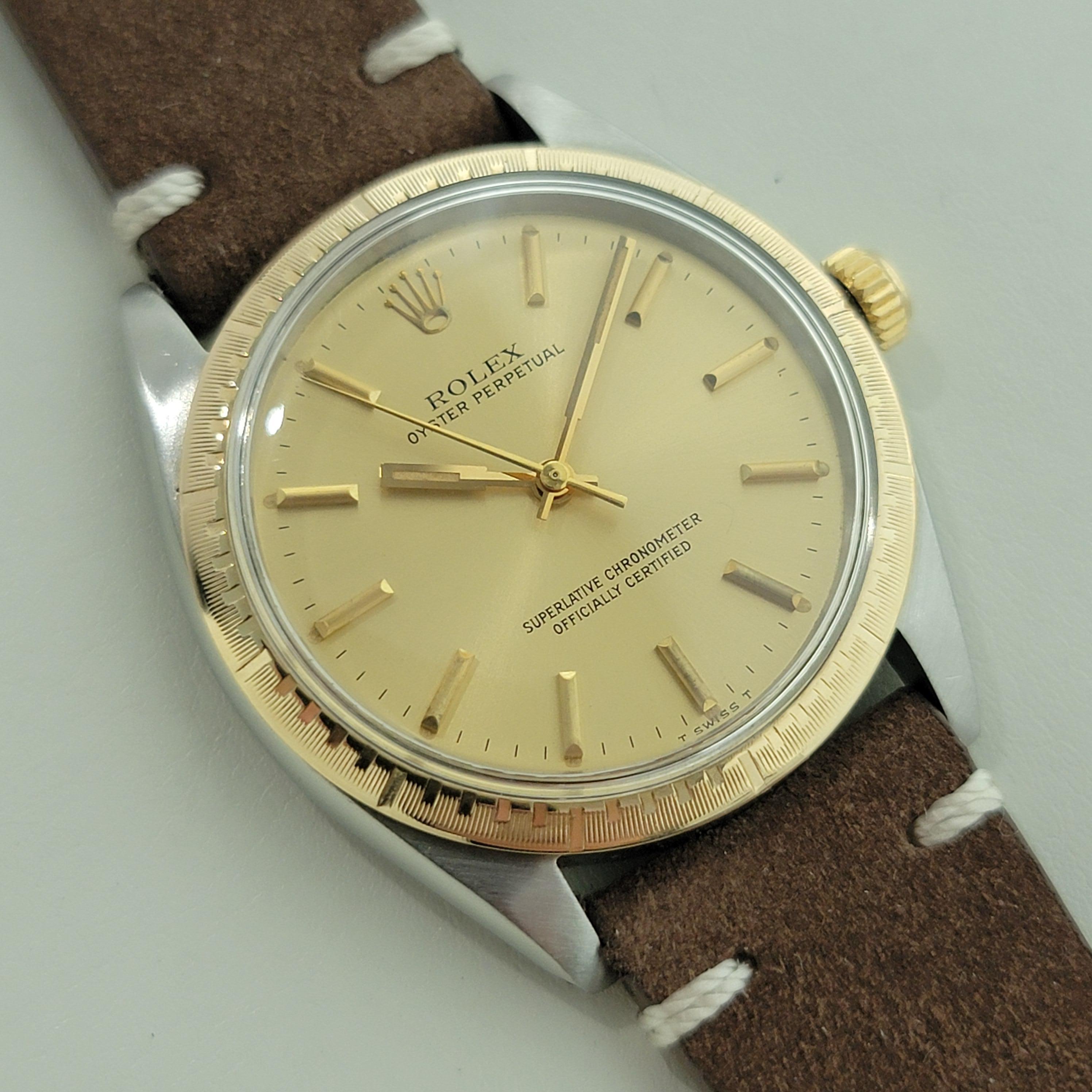 Rolex Oyster Perpetual Ref 1038 35mm 14k SS Mens Automatic 1960s Vintage RA567B Excellent état - En vente à Beverly Hills, CA