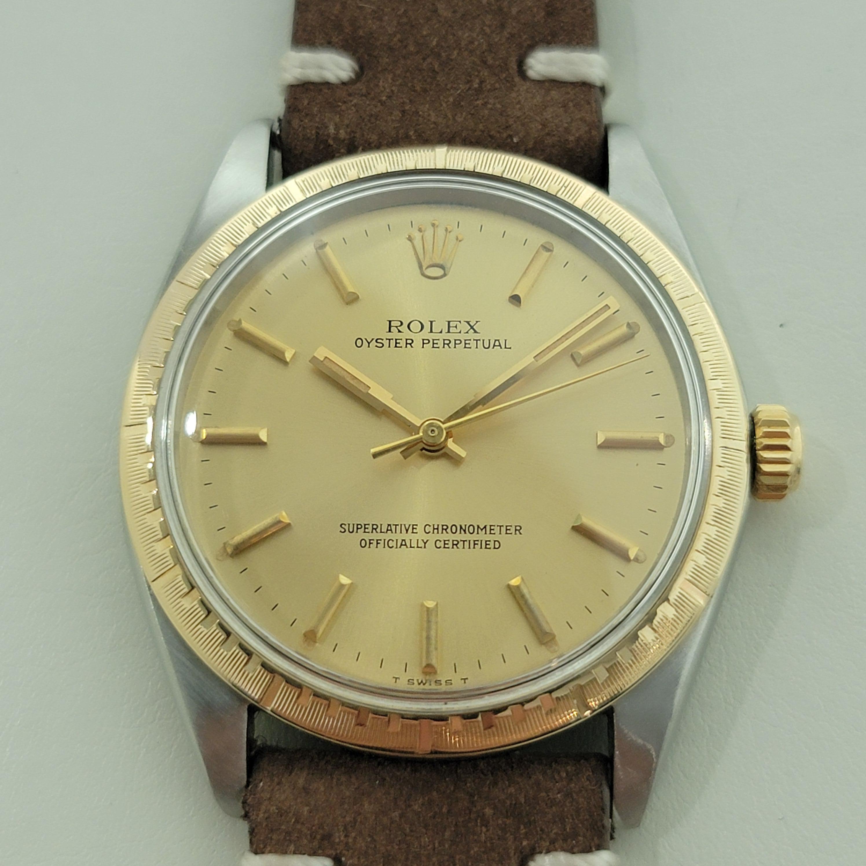 Rolex Oyster Perpetual Ref 1038 35mm 14k SS Mens Automatic 1960s Vintage RA567B Pour hommes en vente