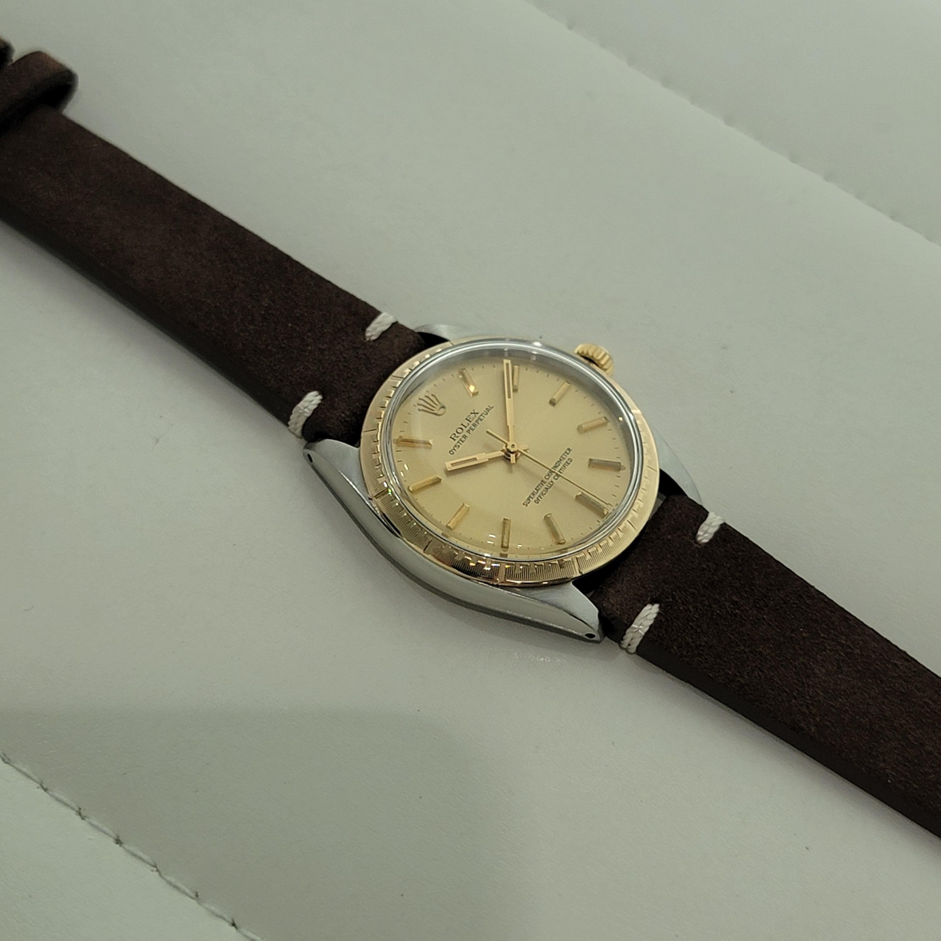 Rolex Oyster Perpetual Ref 1038 35mm 14k SS Mens Automatic 1960s Vintage RA567B en vente 3
