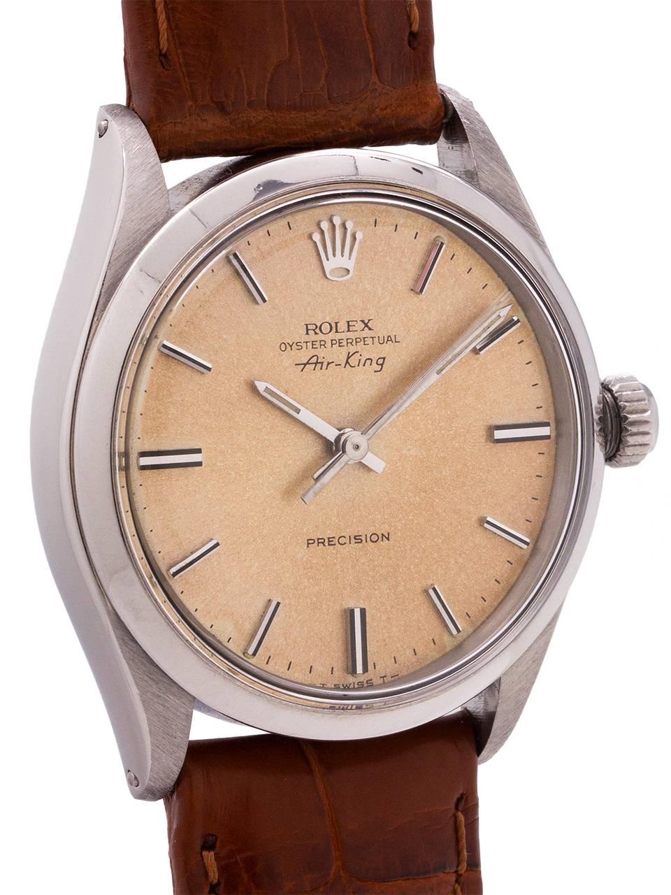 Rolex Stainless Steel Oyster Perpetual Peach Dial Self-Winding Wristwatch, c1973 In Excellent Condition For Sale In West Hollywood, CA