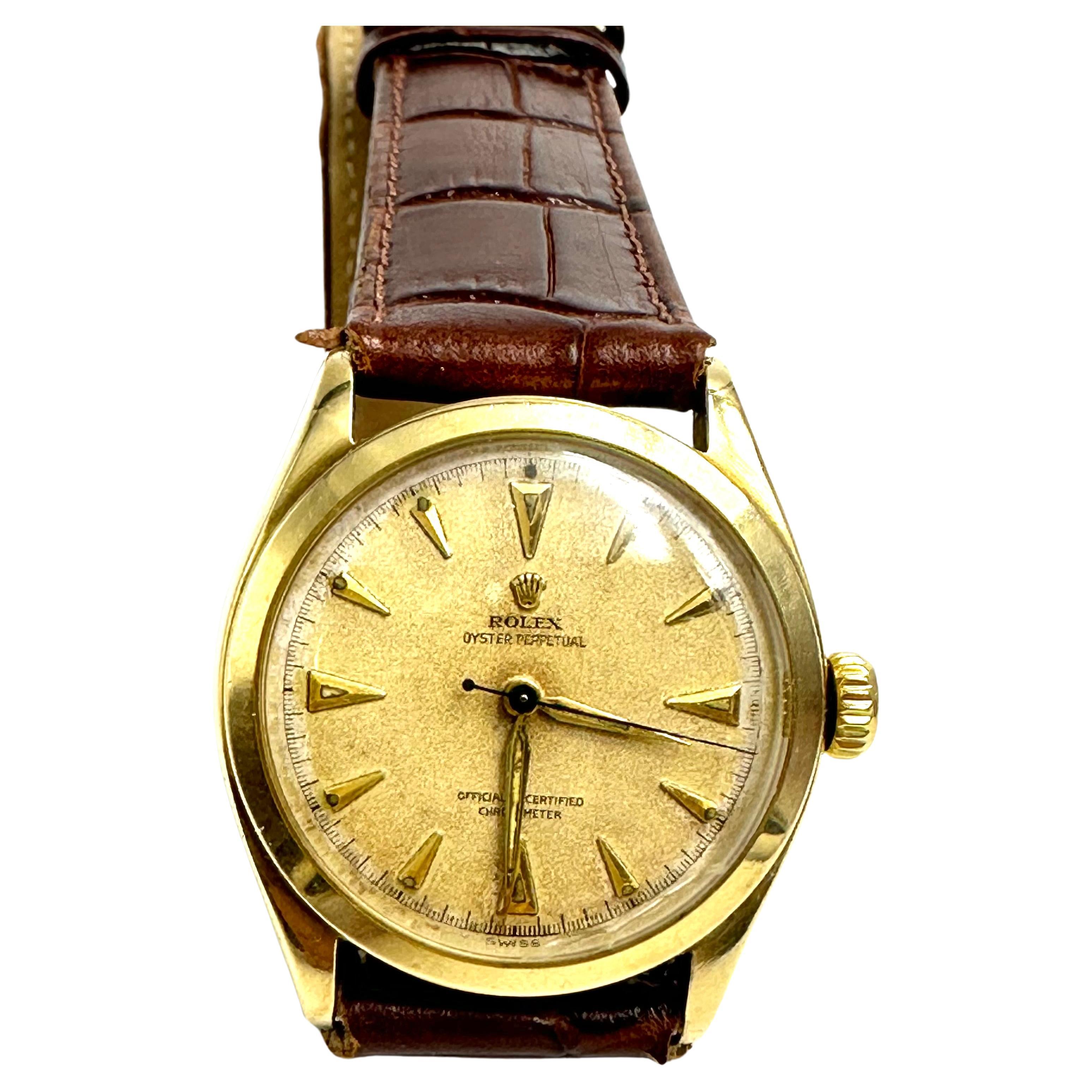 Rolex Oyster Perpetual, Ref 6084, 14K gold case For Sale