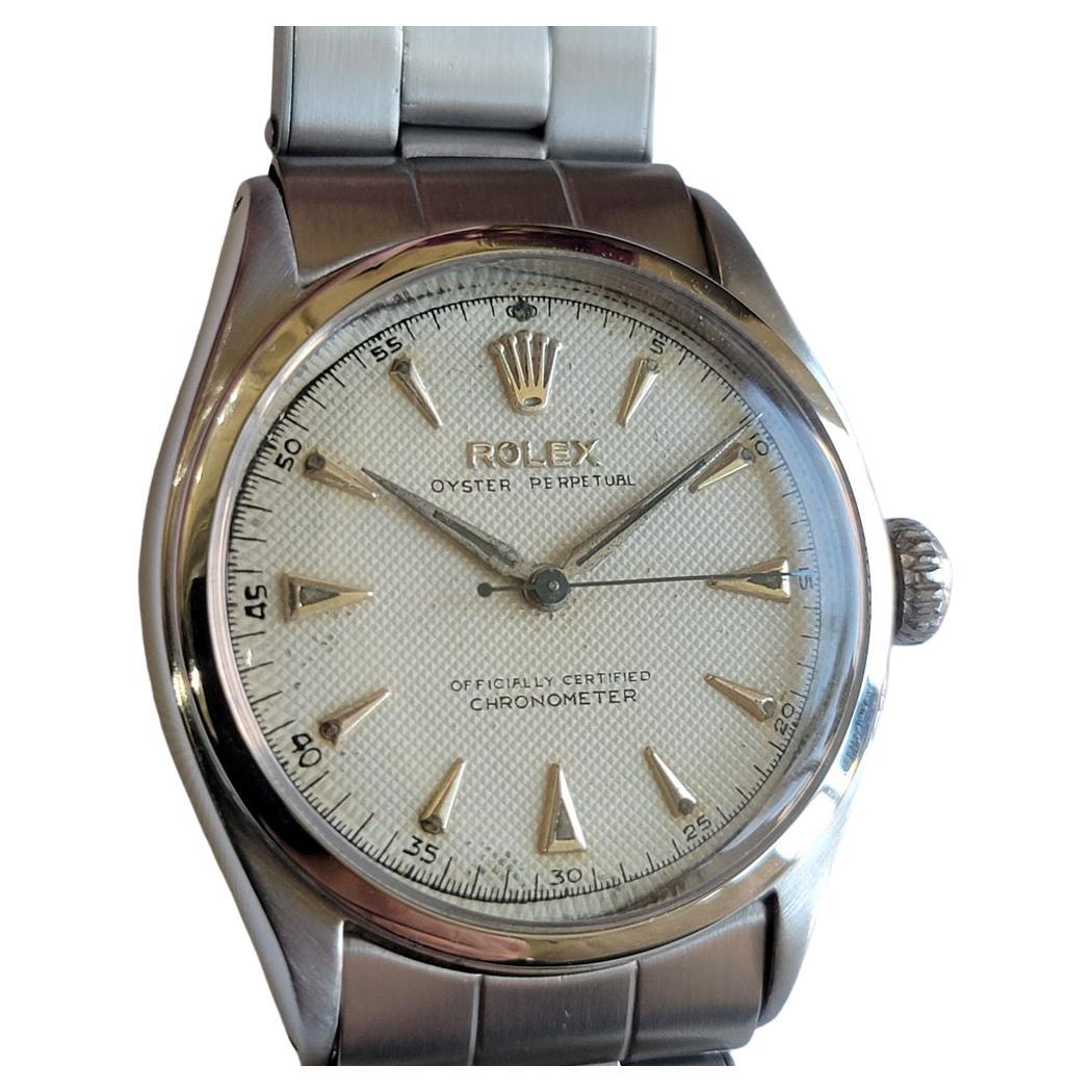 Rolex Oyster Perpetual Ref 6084 Mens 1950s 34mm Automatik Bubble Back RA715