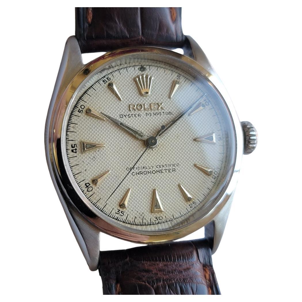 Rolex Oyster Perpetual Ref 6084 Mens 1950s 34mm Automatic Bubble Back RA715B