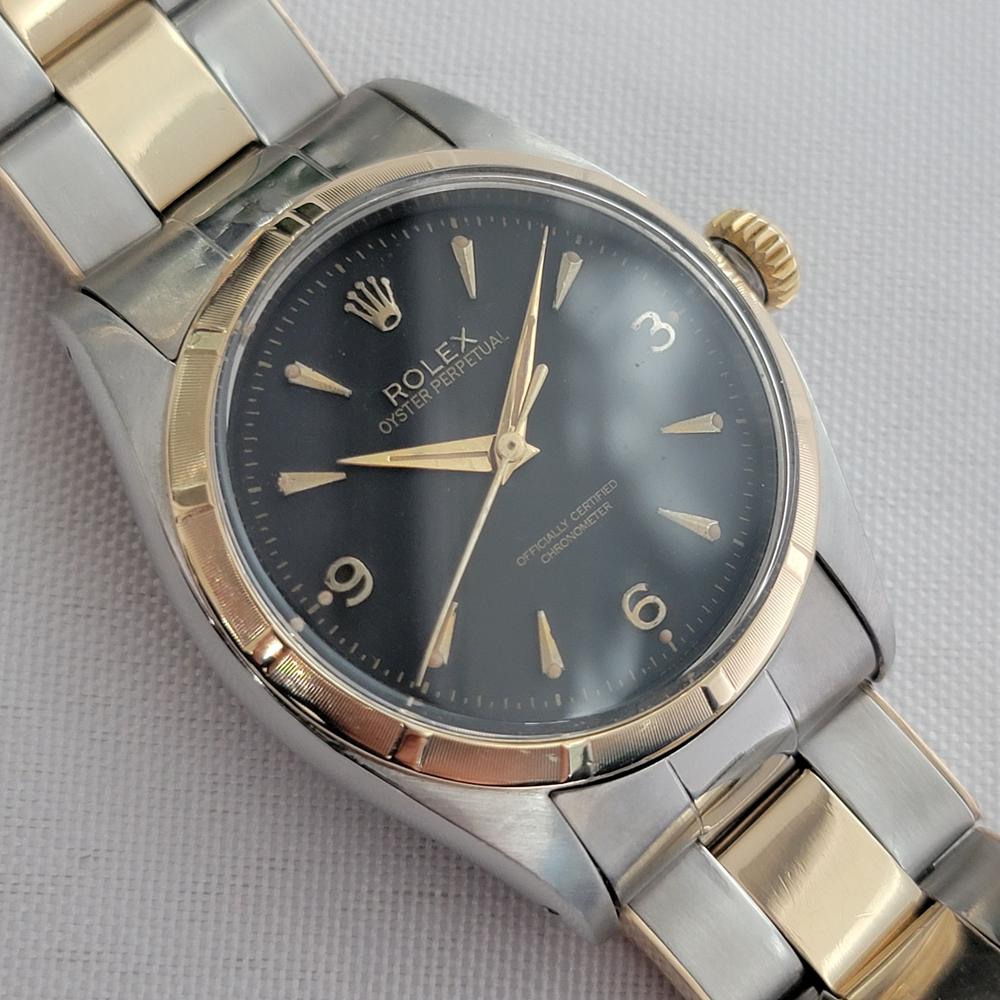 Rolex Oyster Perpetual Ref 6581 34mm Mens 14k SS 1960s Vintage Automatic RA665 In Excellent Condition For Sale In Beverly Hills, CA