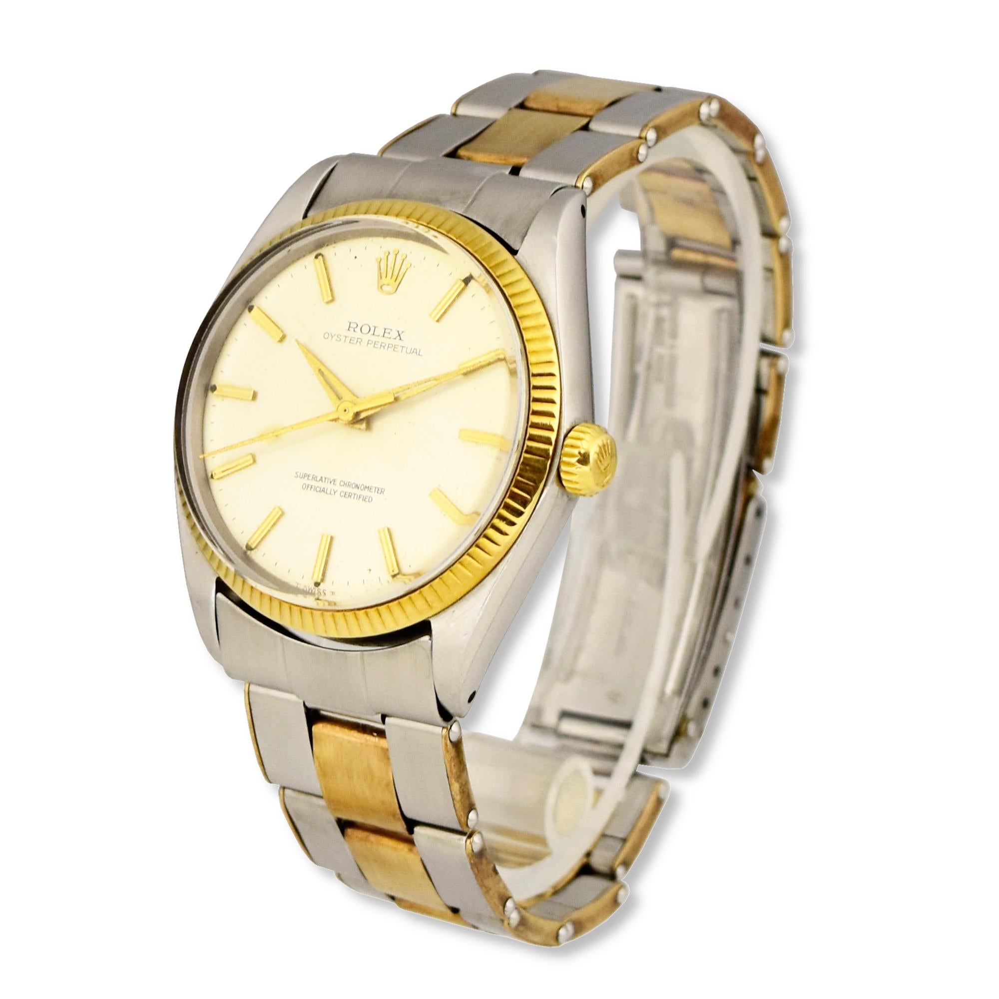 Rolex Oyster Perpetual Ref.1005 Two-Tone Watch In Good Condition In Miami, FL