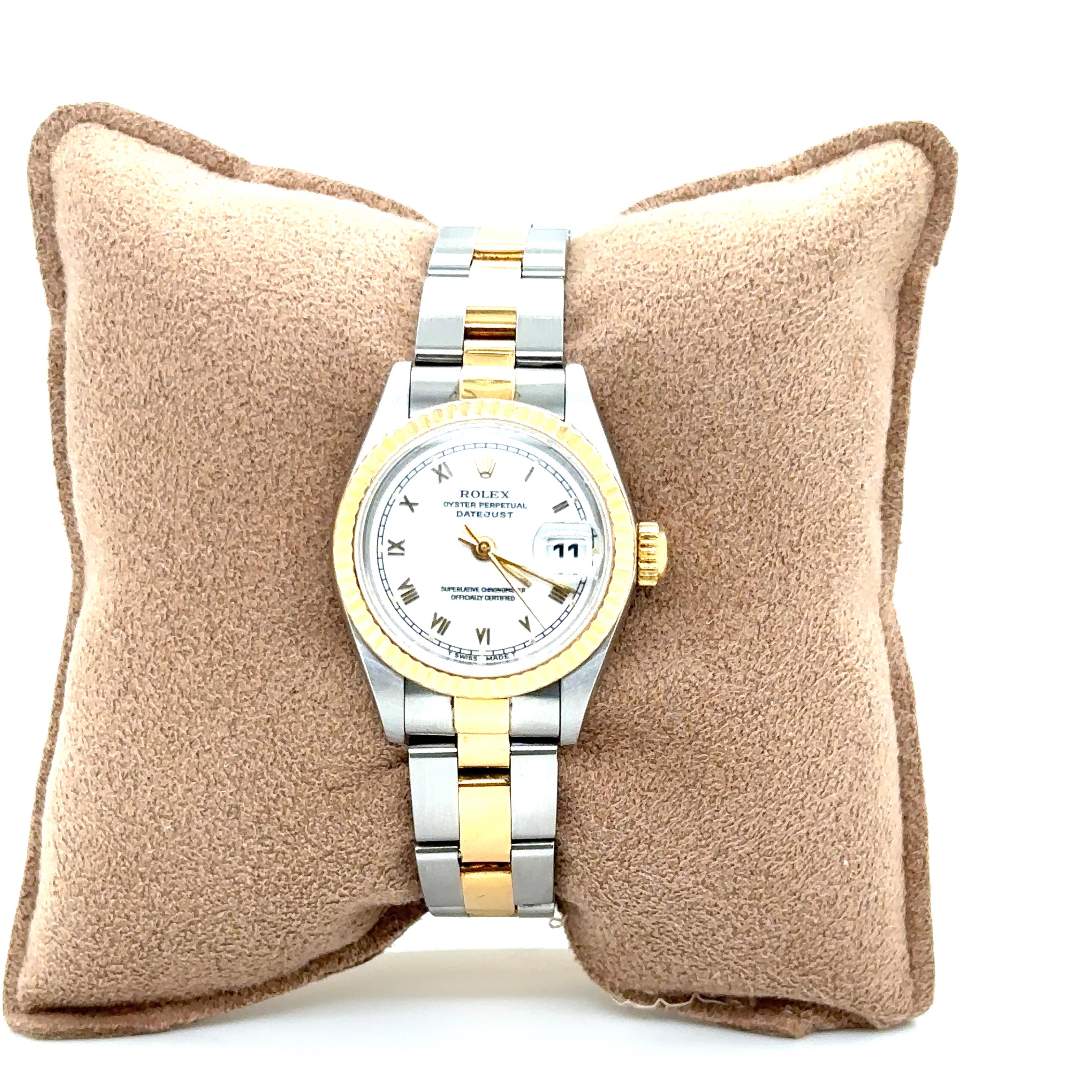 Modern Rolex Oyster Perpetual Ref#69173 Woman's Watch 18K Gold & Steel Bracelet