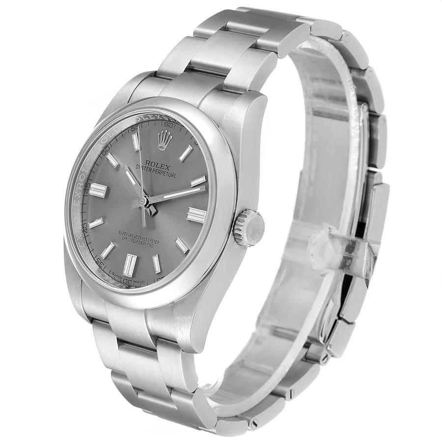 Men's Rolex Oyster Perpetual Rhodium Dial Steel Mens Watch 116000 Box Card For Sale
