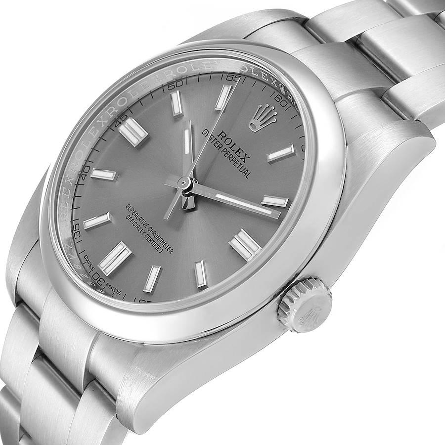 Rolex Oyster Perpetual Rhodium Dial Steel Mens Watch 116000 Box Card For Sale 1