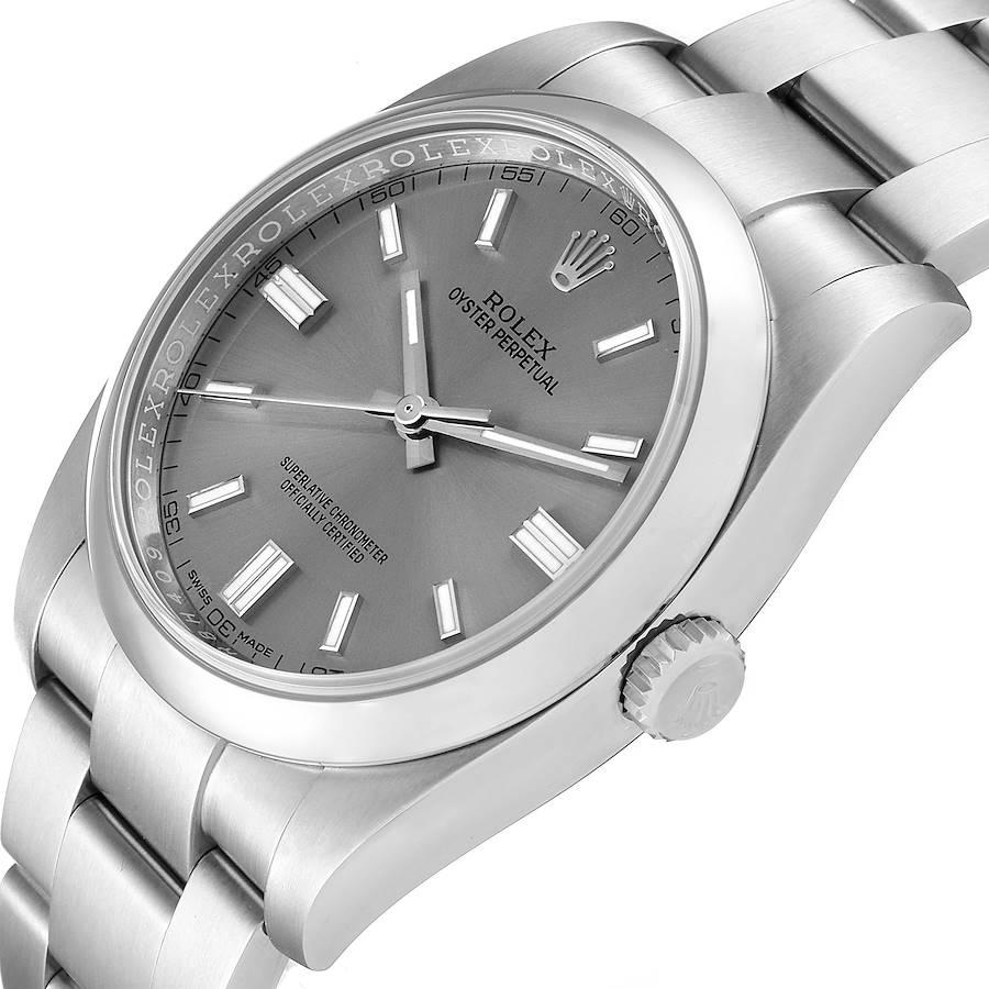 Men's Rolex Oyster Perpetual Rhodium Dial Steel Mens Watch 116000 Unworn For Sale