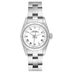 Rolex Oyster Perpetual Roman Dial Steel White Gold Ladies Watch 67194