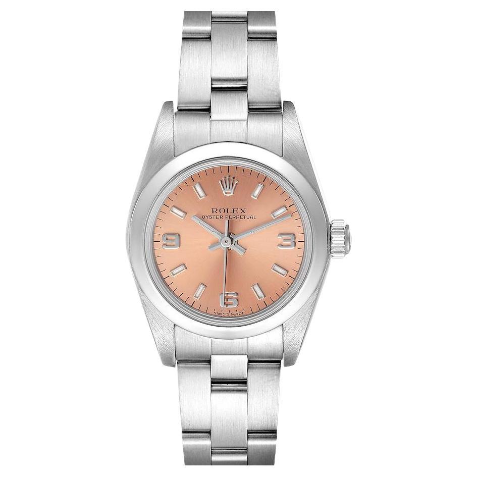 Rolex 67230 Oyster perpetual Salmon Dial Ladies Watch at 1stDibs