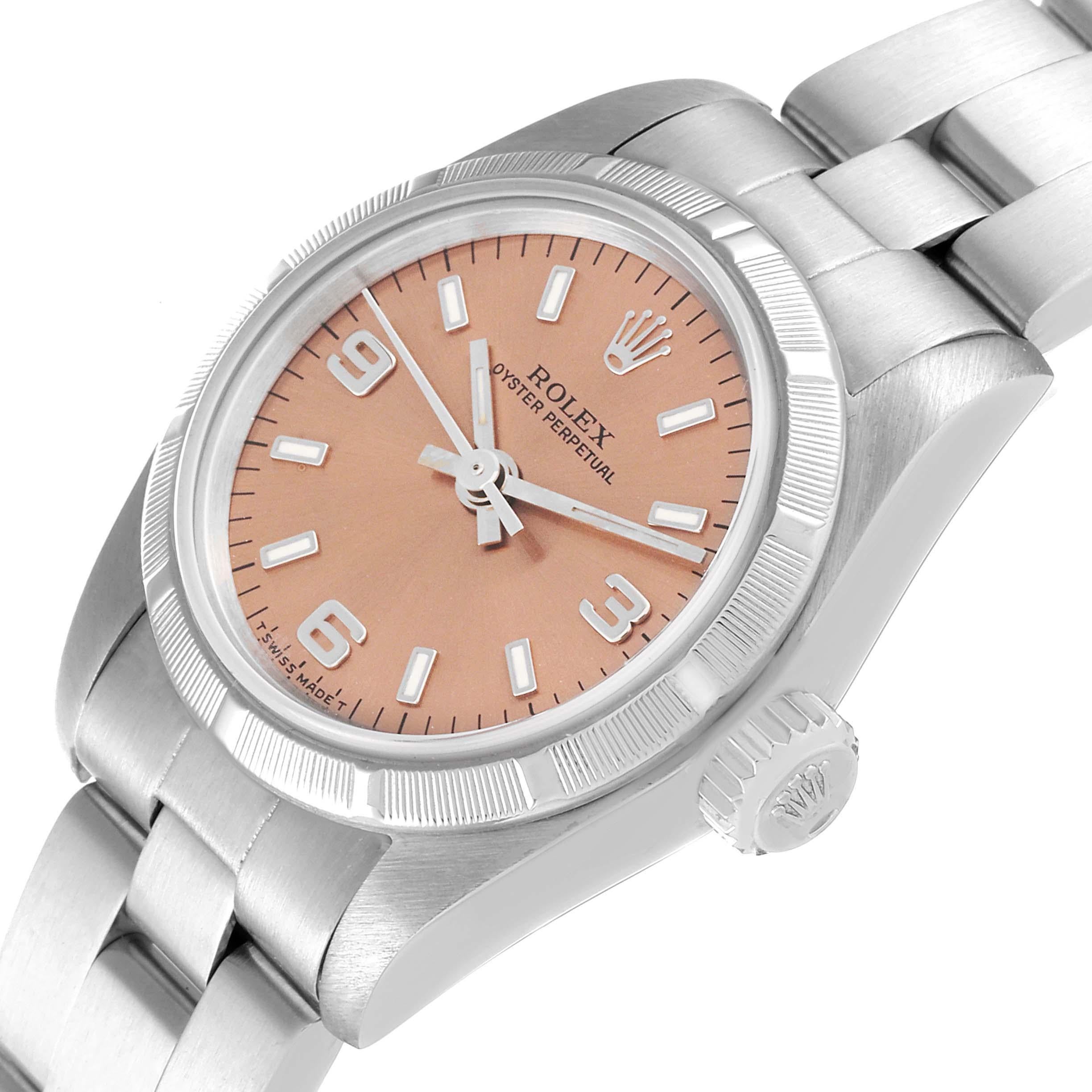 Rolex Oyster Perpetual Salmon Dial Oyster Bracelet Ladies Watch 67230 Box Papers 1