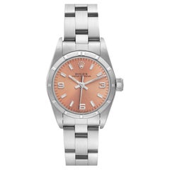 Rolex Oyster Perpetual Salmon Dial Oyster Bracelet Ladies Watch 67230 Box Papers