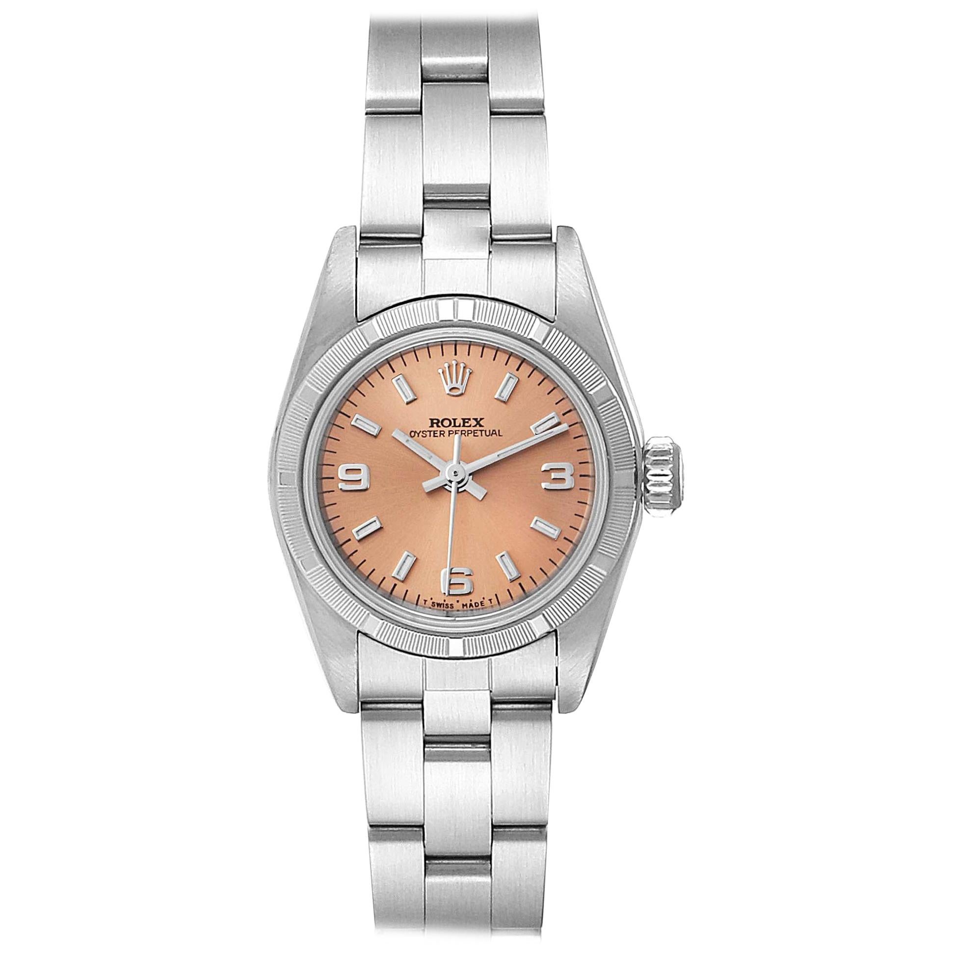 Rolex Oyster Perpetual Salmon Dial Oyster Bracelet Ladies Watch 67230 For Sale