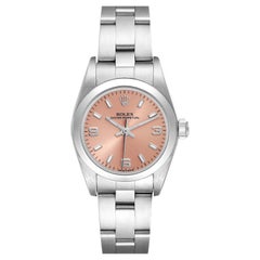 Rolex Oyster Perpetual Salmon Dial Smooth Bezel Steel Ladies Watch 76080
