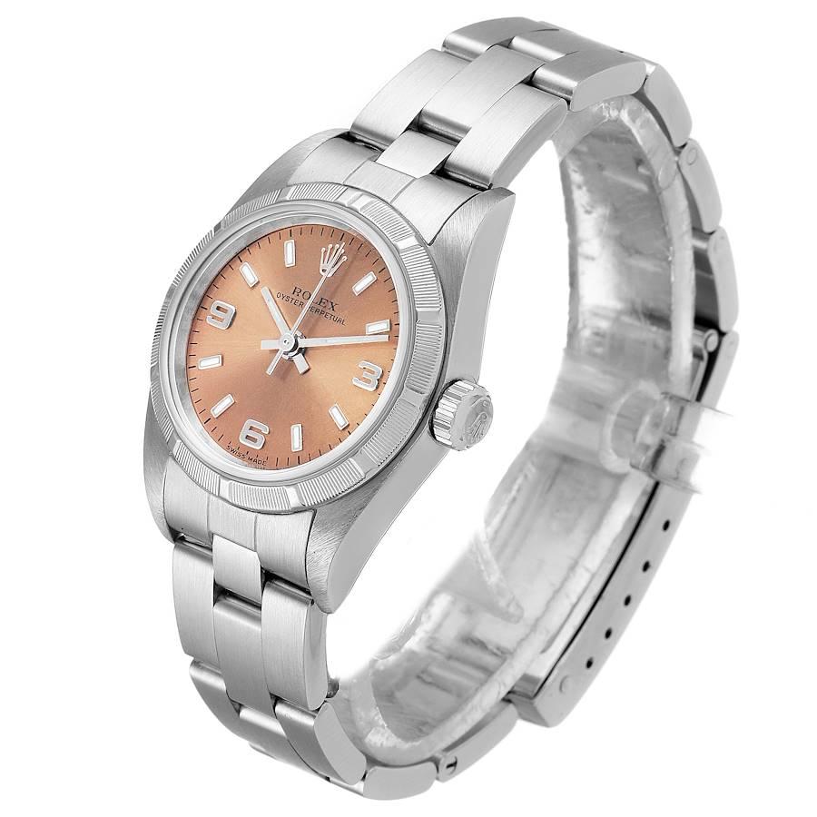 Women's Rolex Oyster Perpetual Salmon Dial Steel Ladies Watch 76030 For Sale