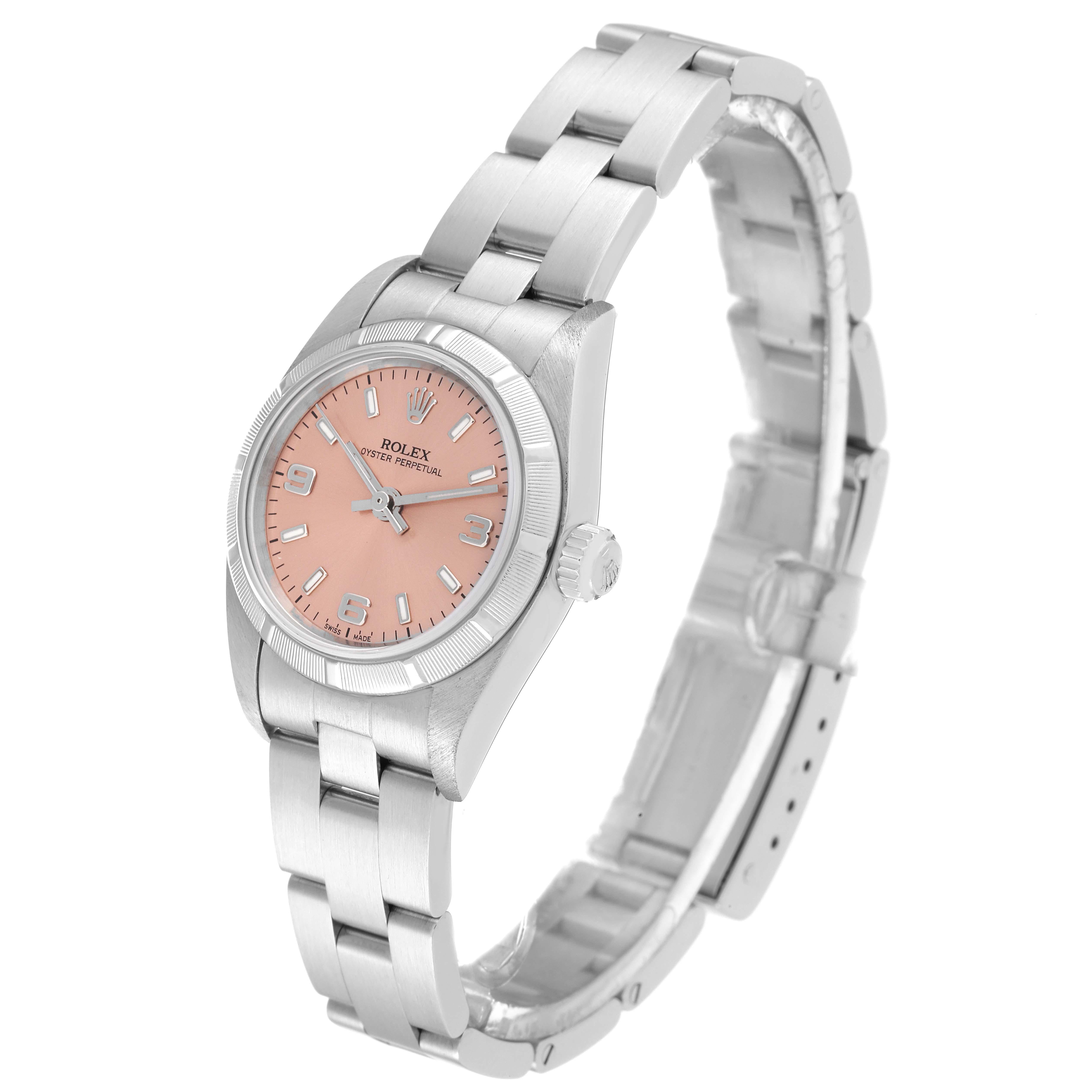 Women's Rolex Oyster Perpetual Salmon Dial Steel Ladies Watch 76030