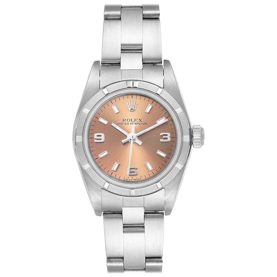 Rolex Oyster Perpetual Salmon Dial Steel Ladies Watch 76030 For Sale