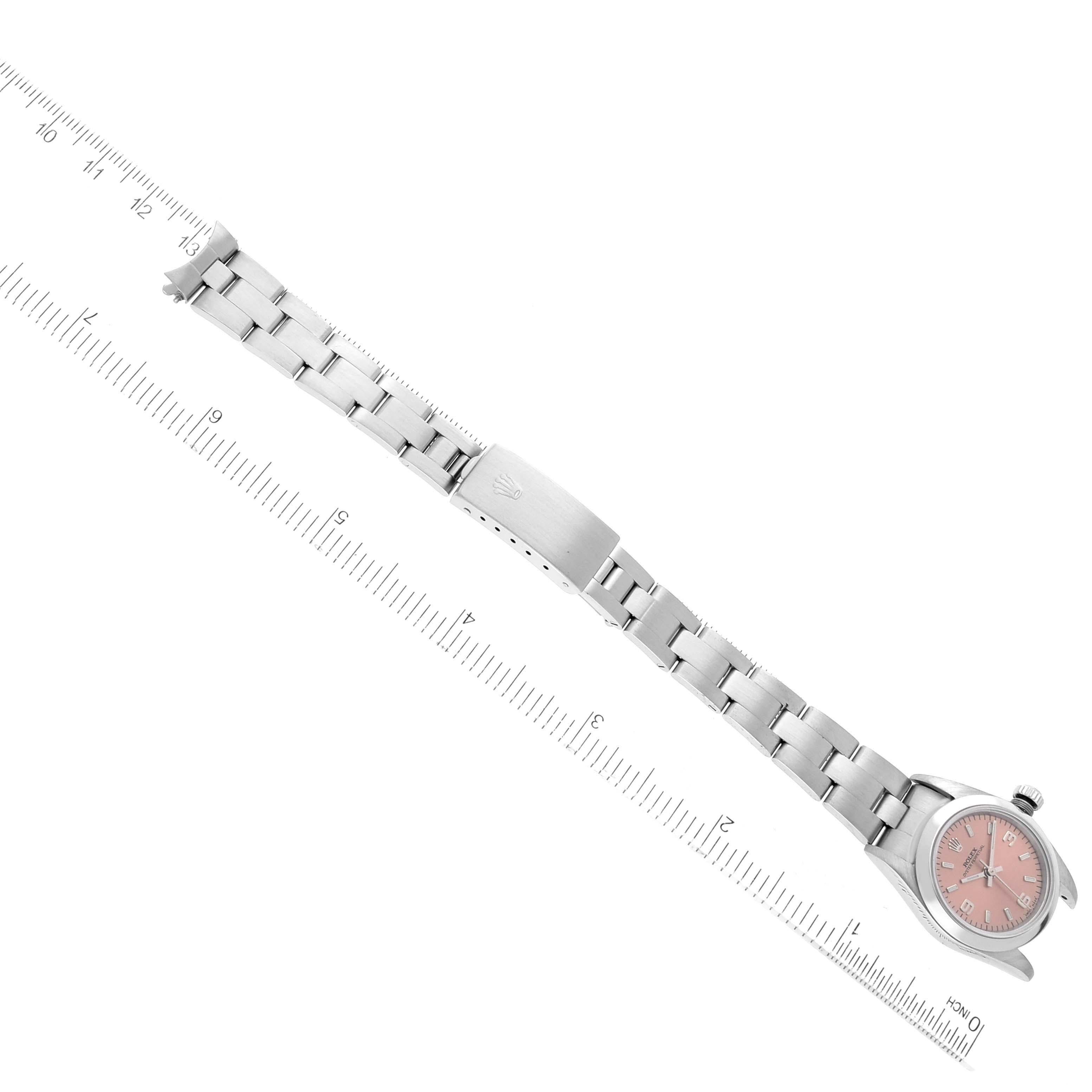 Rolex Oyster Perpetual Salmon Dial Steel Ladies Watch 76080 Box Papers 6