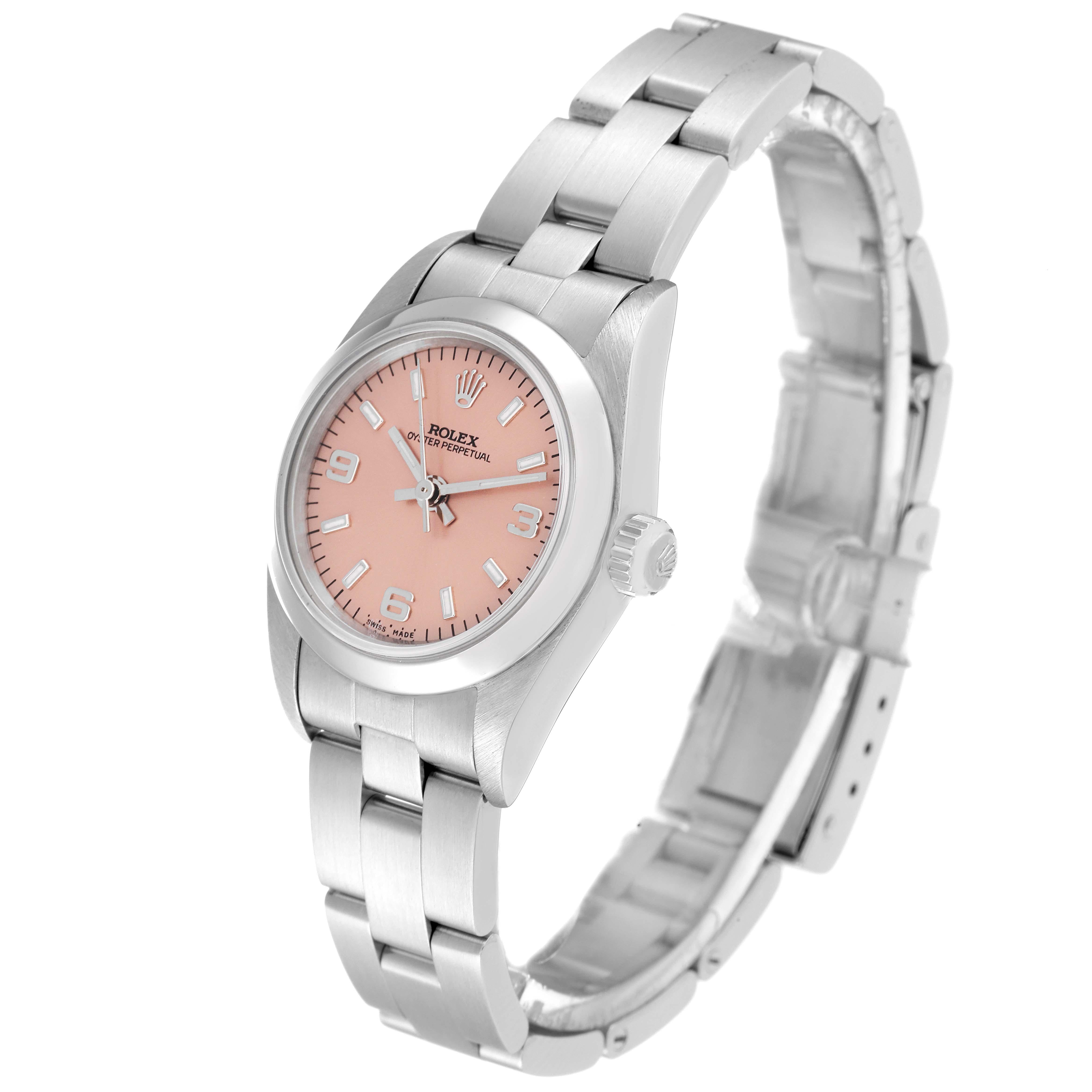 Women's Rolex Oyster Perpetual Salmon Dial Steel Ladies Watch 76080 Box Papers