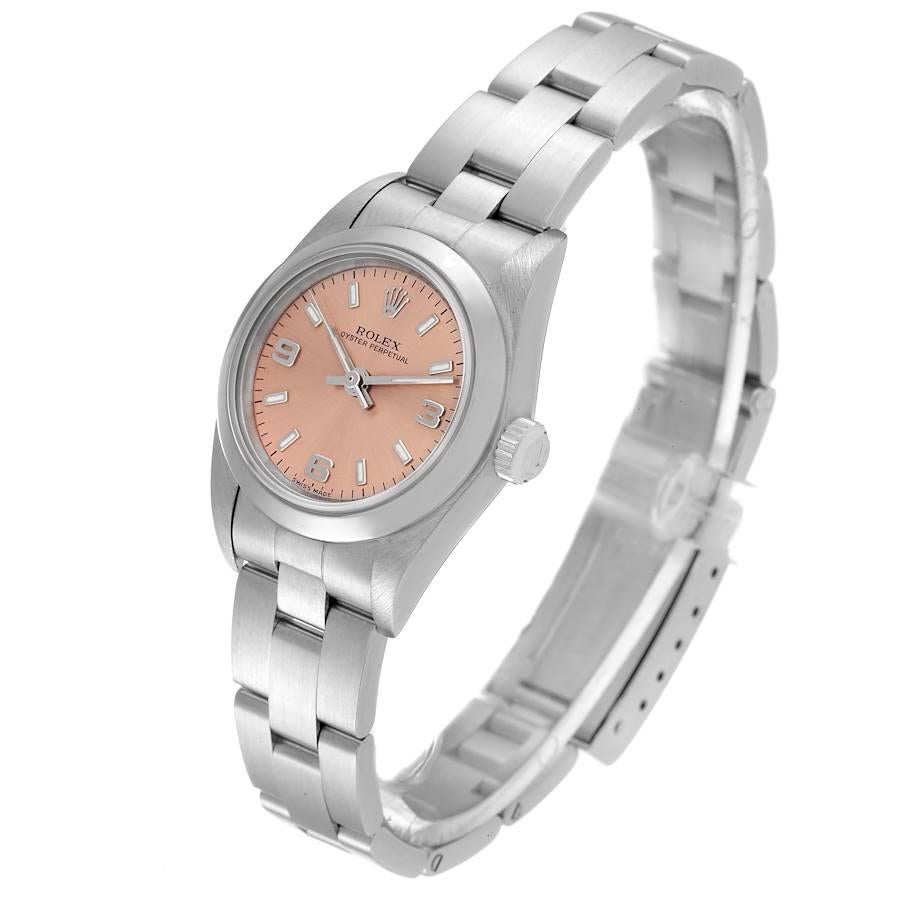 Women's Rolex Oyster Perpetual Salmon Dial Steel Ladies Watch 76080