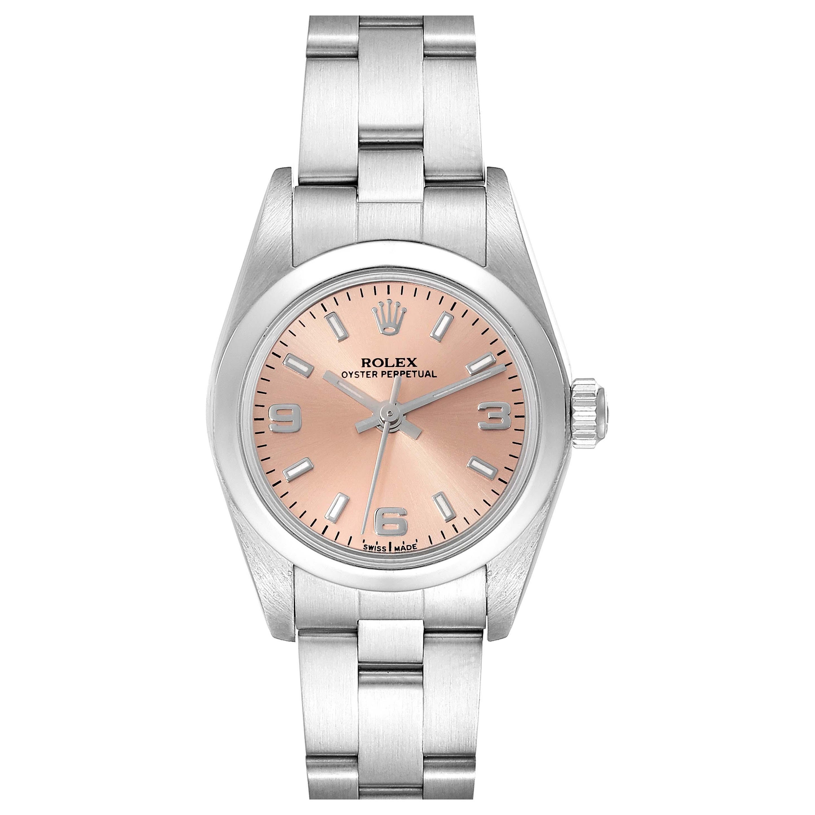 Rolex Oyster Perpetual Salmon Dial Steel Ladies Watch 76080