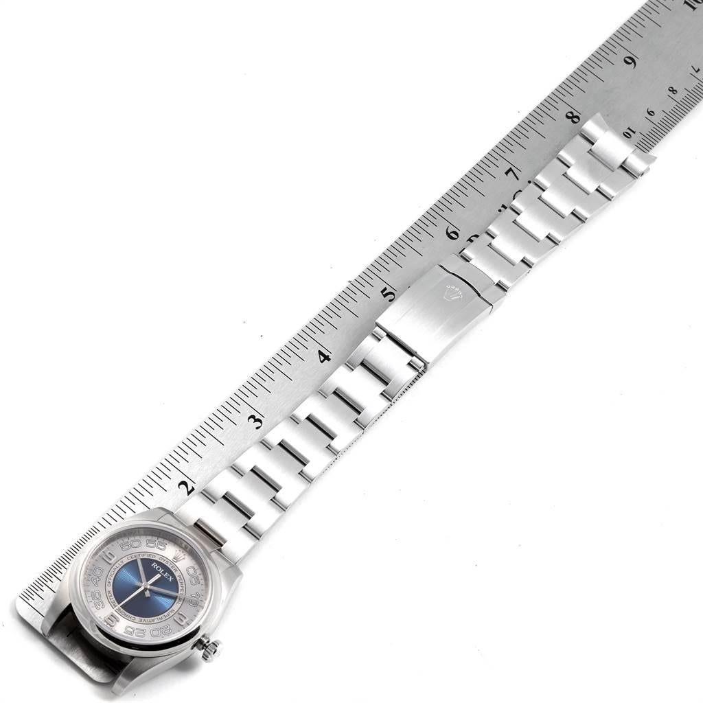 Rolex Oyster Perpetual Silver Blue Concentric Dial Unisex Watch 116000 4