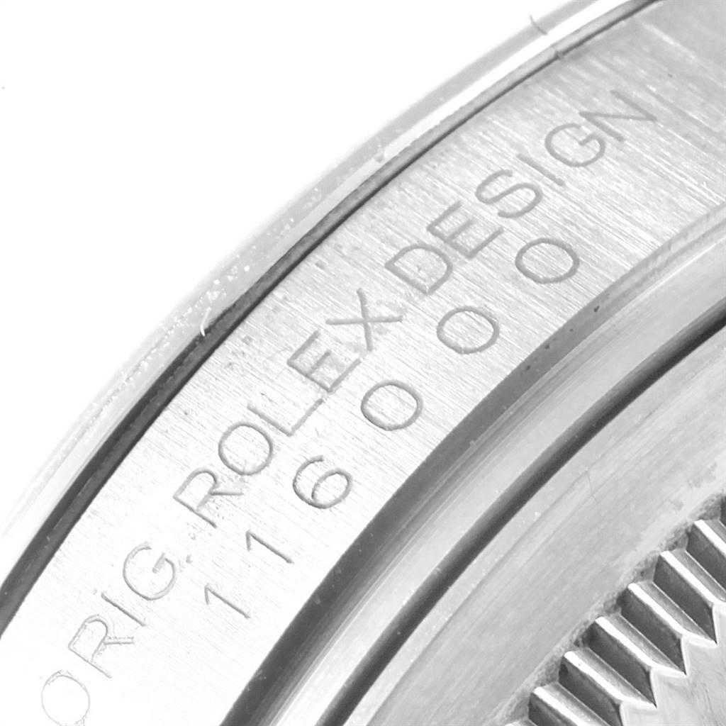 Rolex Oyster Perpetual Silver Blue Concentric Dial Unisex Watch 116000 In Excellent Condition For Sale In Atlanta, GA