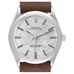 Rolex Oyster Perpetual Silver Brick Dial Vintage Steel Mens Watch 1002
