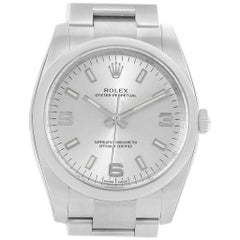 Rolex Oyster Perpetual Silver Dial Domed Bezel Men's Watch 114200 Unworn