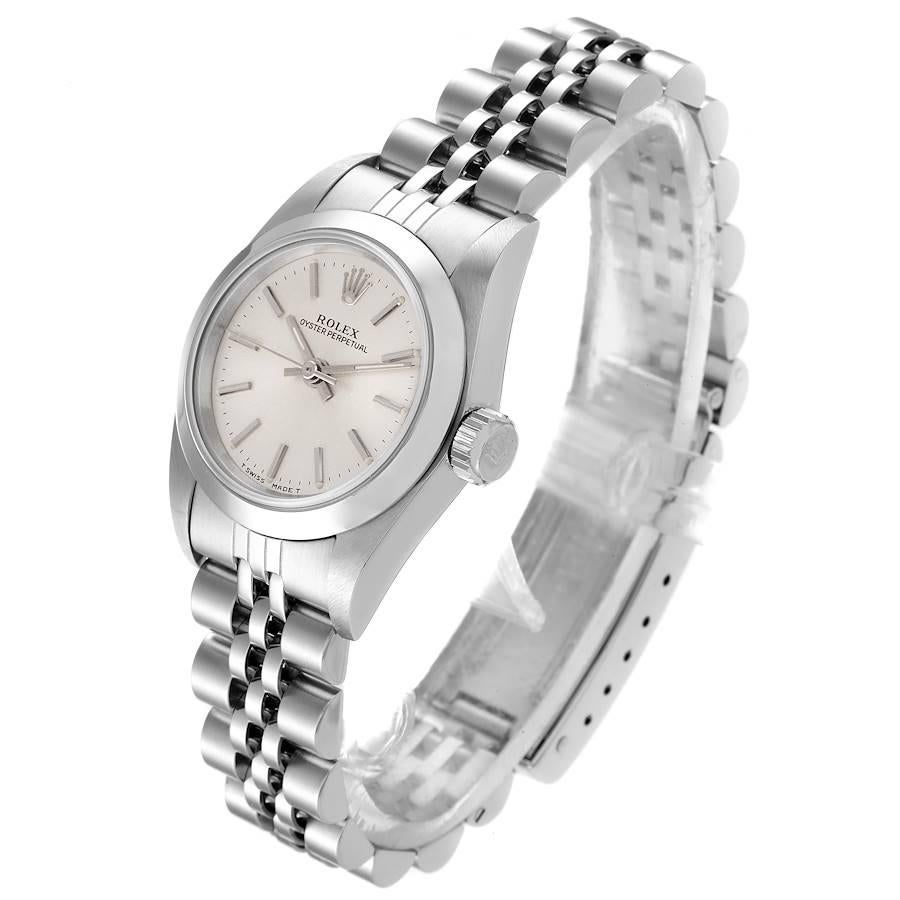 Women's Rolex Oyster Perpetual Silver Dial Steel Ladies Watch 67180 For Sale