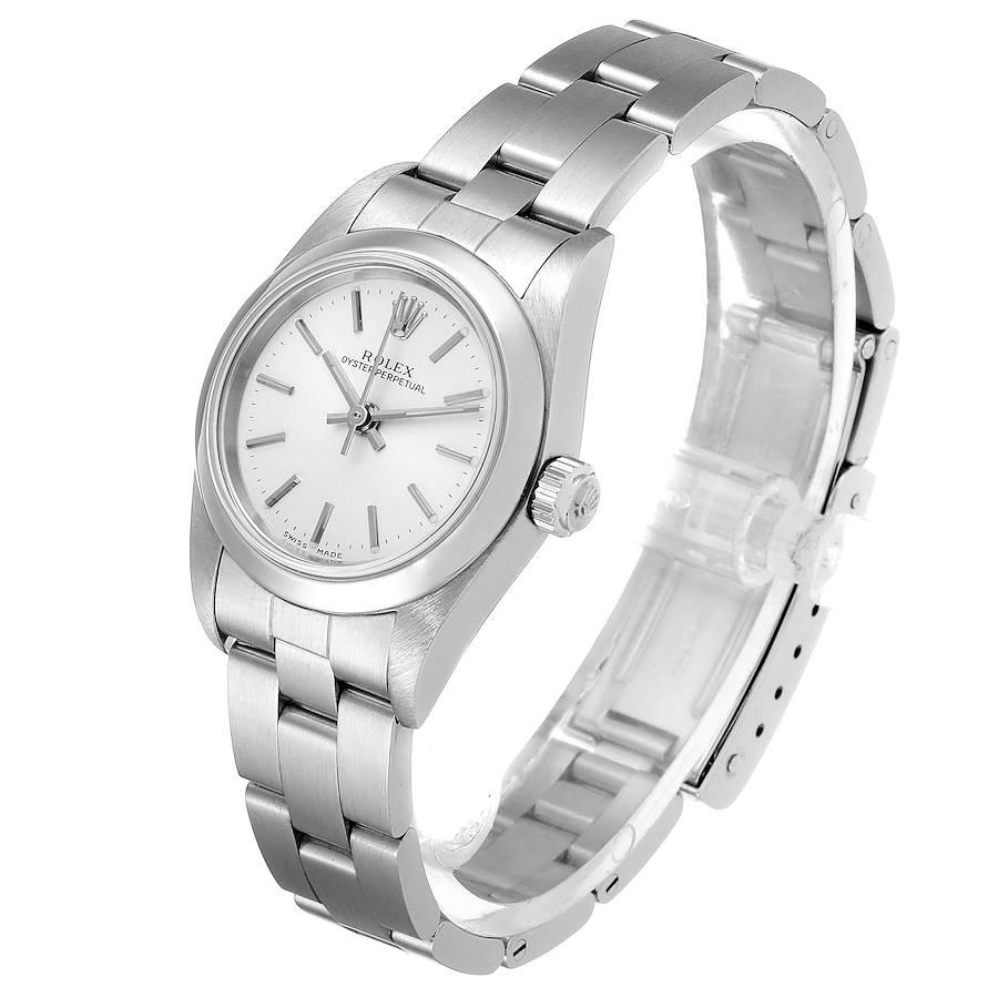 Women's Rolex Oyster Perpetual Silver Dial Steel Ladies Watch 76080 For Sale