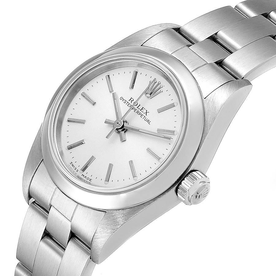 Rolex Oyster Perpetual Silver Dial Steel Ladies Watch 76080 For Sale 1
