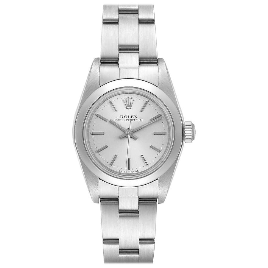 Rolex Oyster Perpetual Silver Dial Steel Ladies Watch 76080 For Sale