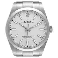 Rolex Oyster Perpetual Silver Dial Steel Mens Watch 114300