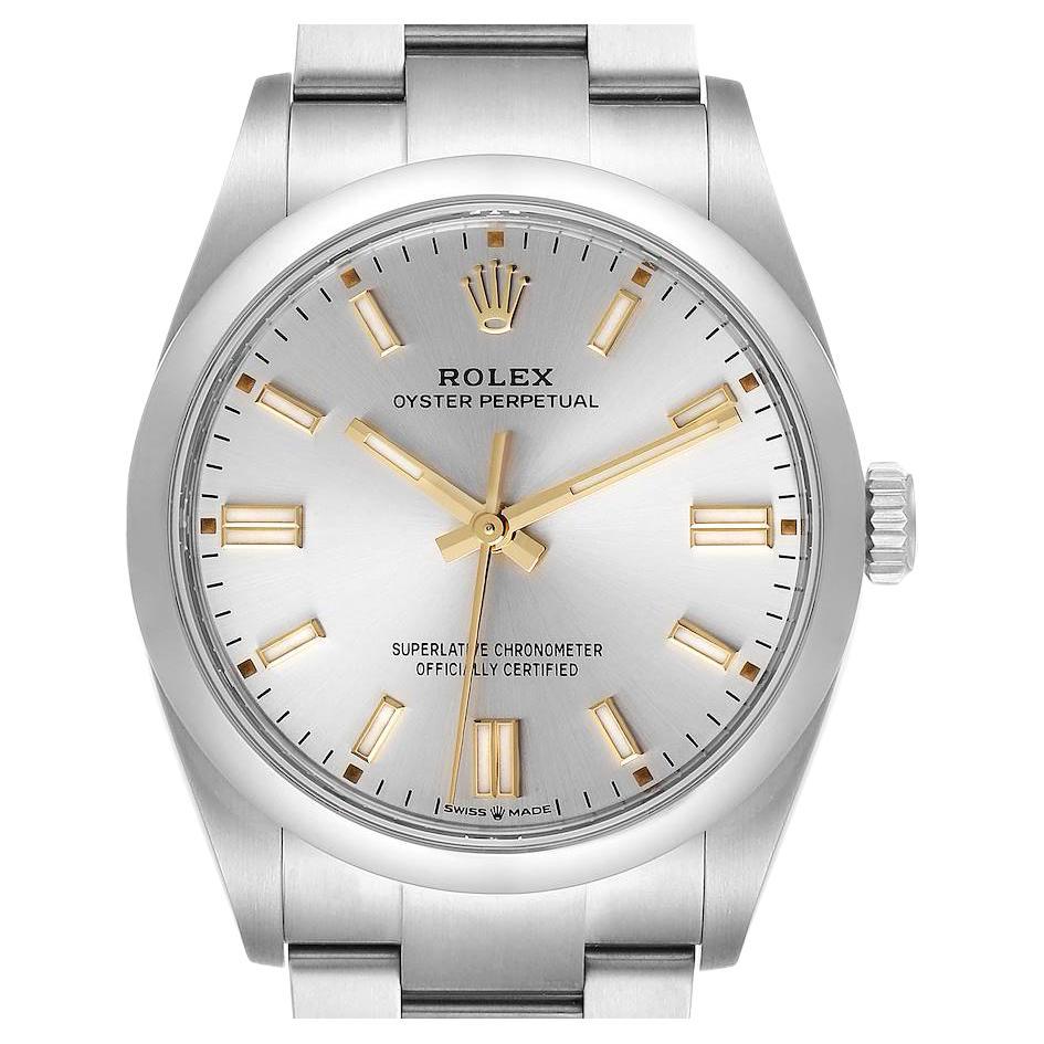 Rolex Oyster Perpetual Silver Dial Steel Mens Watch 126000 Unworn For Sale