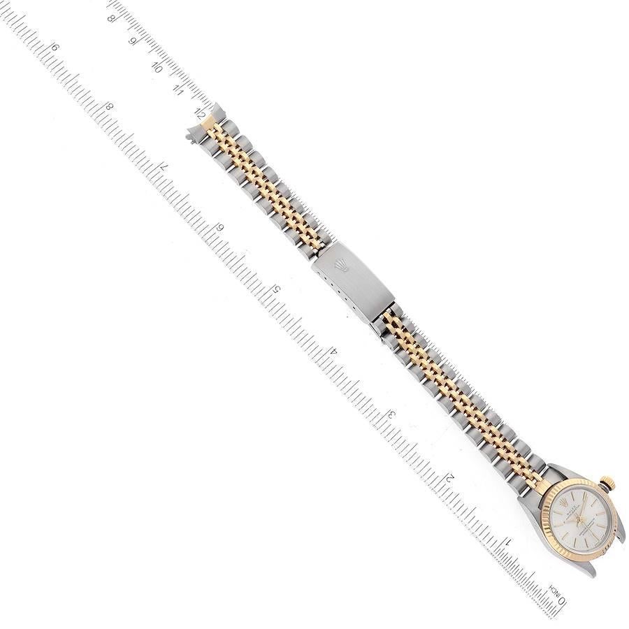 Rolex Oyster Perpetual Silber Zifferblatt Stahl-Gelbgold-Uhr 76193 6