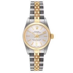 Rolex Oyster Perpetual Silver Dial Steel Yellow Gold Watch 76193