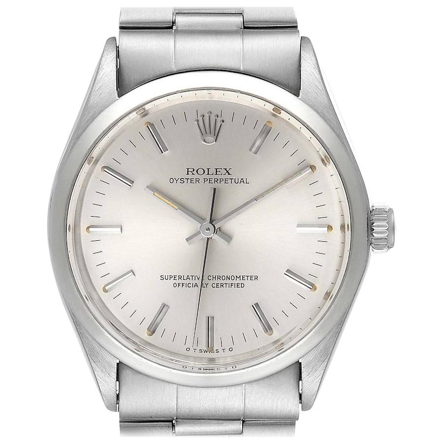 Rolex Oyster Perpetual Silver Dial Vintage Steel Men's Watch 1002