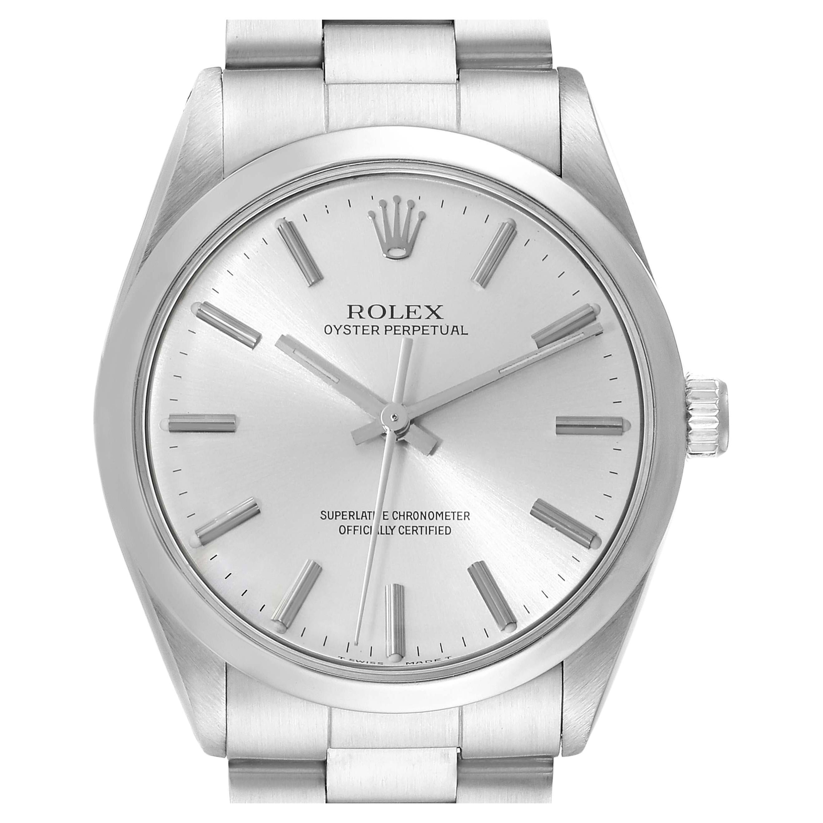 Rolex Oyster Perpetual Silver Dial Vintage Steel Mens Watch 1002