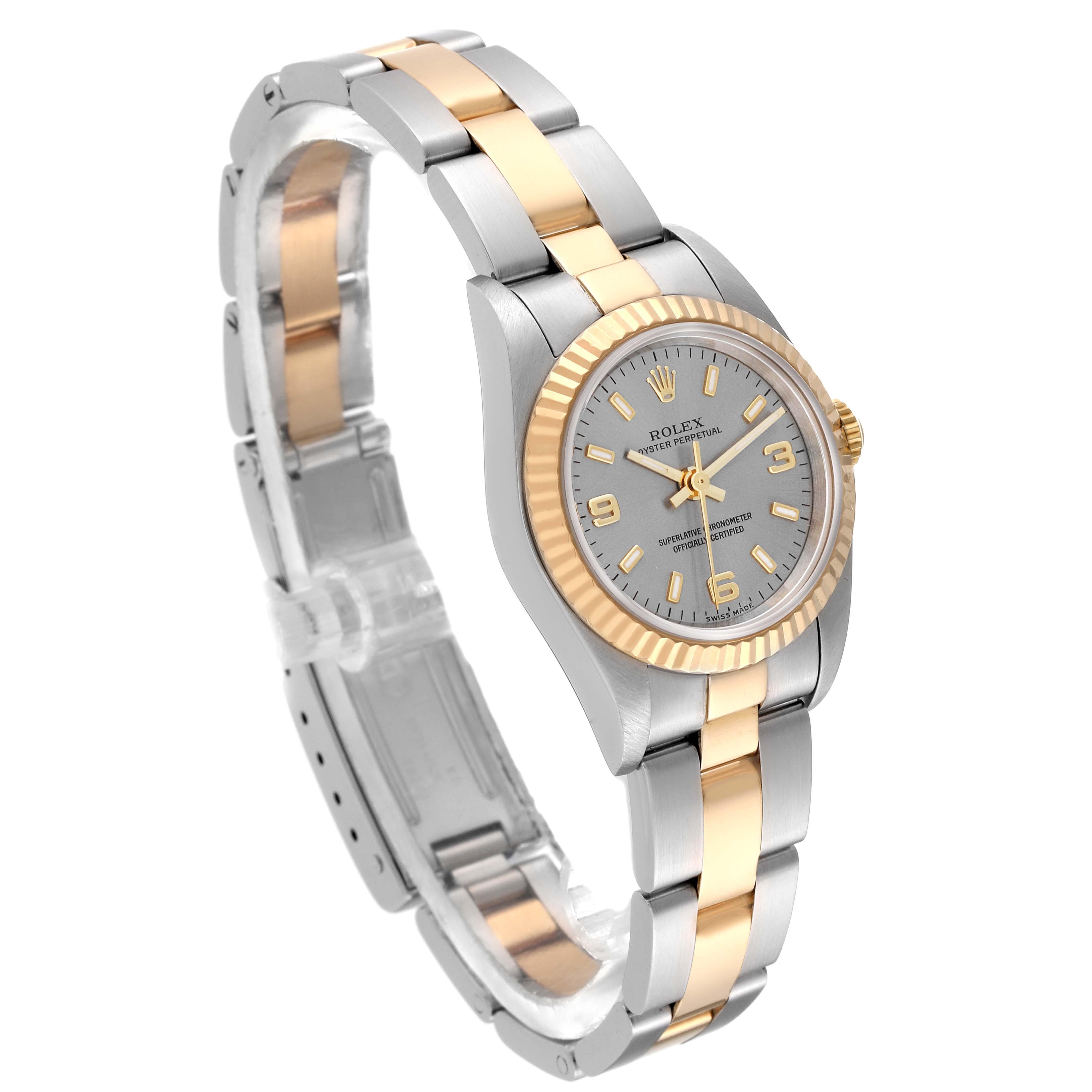 Rolex Oyster Perpetual Slate Dial Steel Yellow Gold Ladies Watch 76193 Box Paper 8