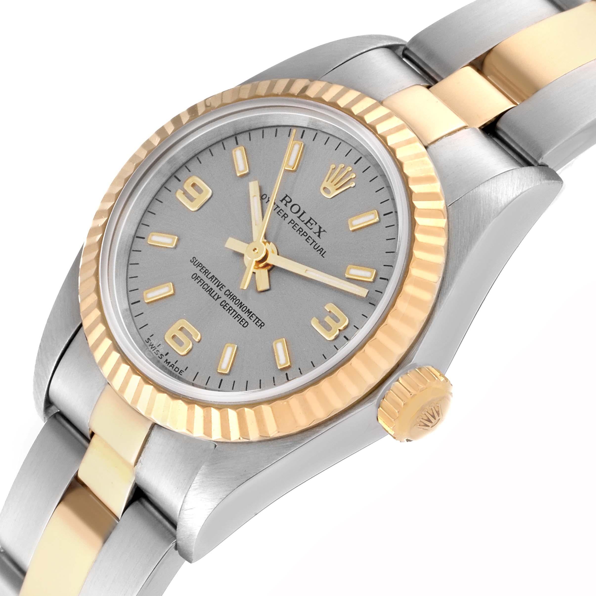 Rolex Oyster Perpetual Slate Dial Steel Yellow Gold Ladies Watch 76193 Box Paper 3