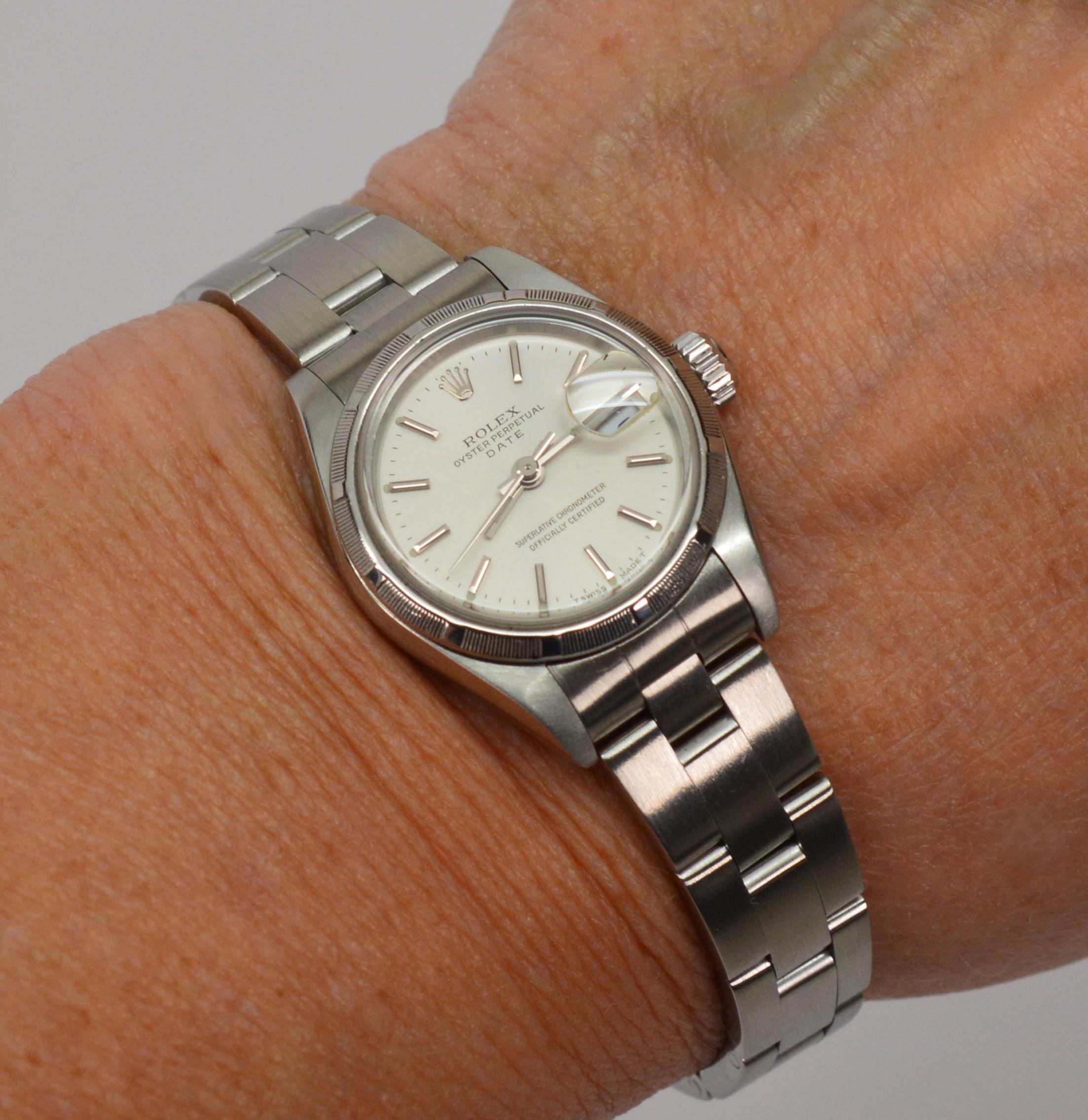 Rolex Oyster Perpetual Montre-bracelet Just Date pour femme en acier inoxydable Unisexe en vente