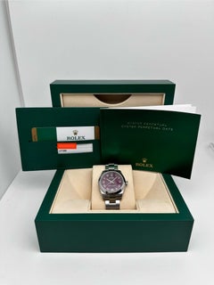 Rolex Oyster Perpetual Stainless Steel Red Grape Dial Automatic Watch 177200