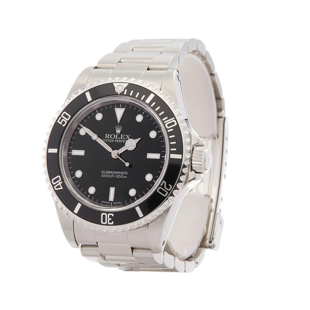 Ref: W4753
Manufacturer: Rolex
Model: Submariner
Model Ref: 14060M
Age: 2002
Gender: Mens
Complete With: Box Only
Dial: Black
Glass: Sapphire Crystal
Movement: Automatic
Water Resistance: To Manufacturers Specifications
Case: Stainless Steel
Buckle